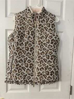 Lilly Pulitzer Metallic Leopard Quilted Vest in Cream & Brown